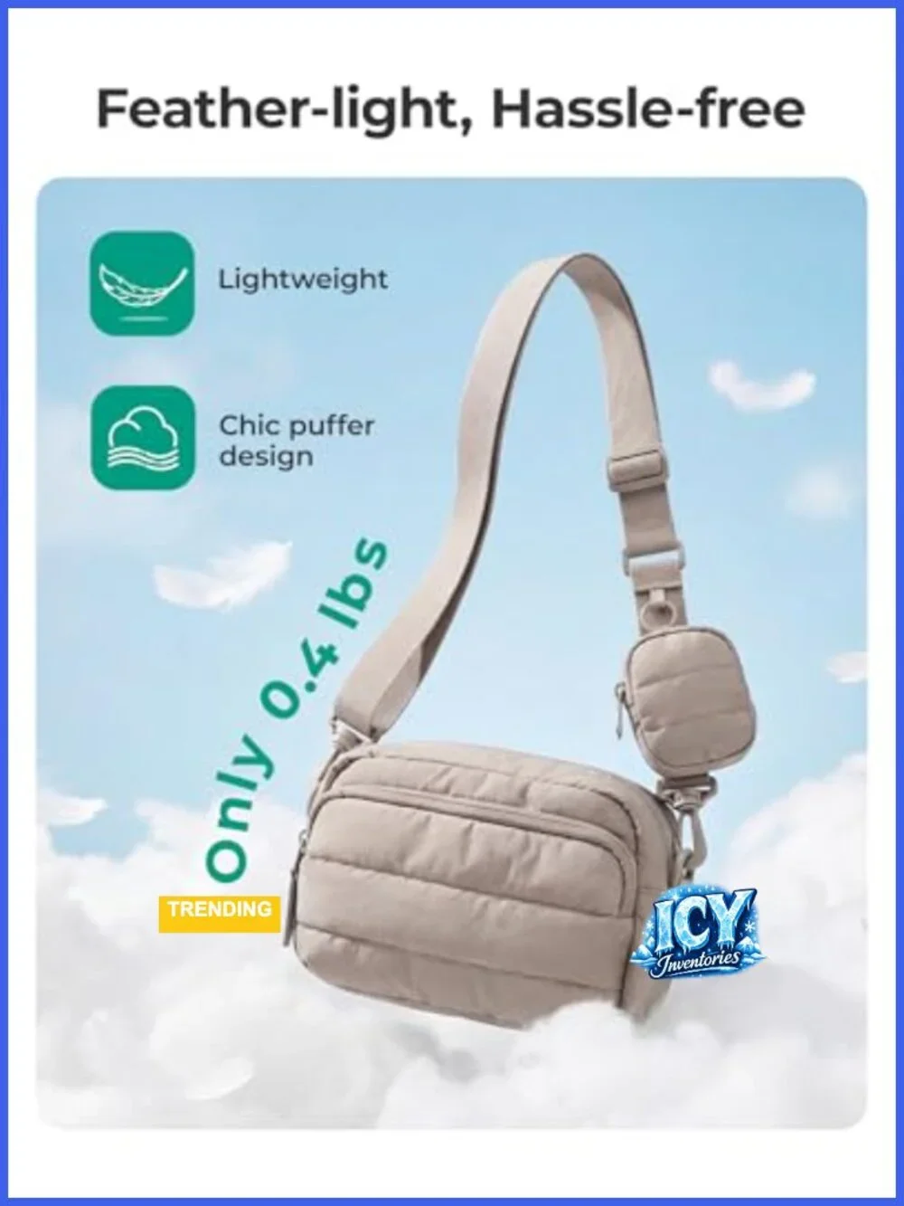 Set of 2 Puffer Hobo Crossbody Bags with Detachable Earbuds Pouch,